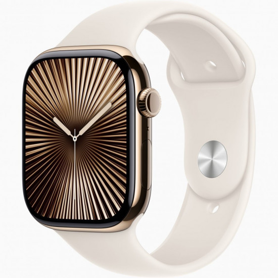 Часы Apple Watch Series 10 42mm Gold Titanium Case With Starlight Sport Band S/M